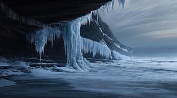 Frozen Cave by the Sea photo