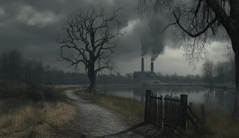 Grim industrial landscape photo