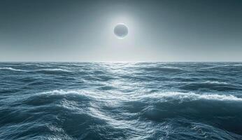 Solar eclipse over restless ocean photo