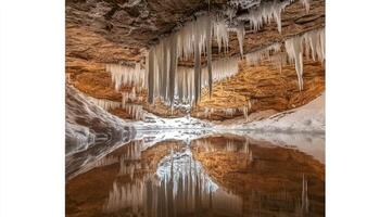 Icy cave reflections photo