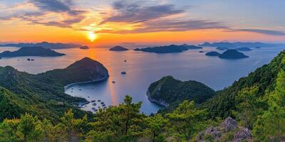 Panoramic Sunset Over Islands photo