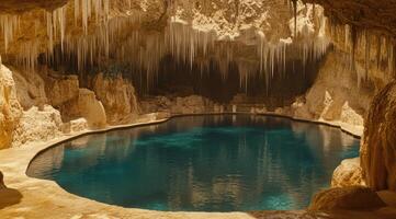 Cave pool with icicles photo
