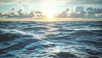 Vast ocean at sunset photo