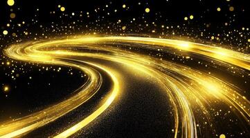 Golden spiral pathways through a starry night photo
