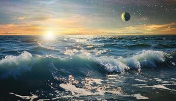 Alien ocean sunset photo