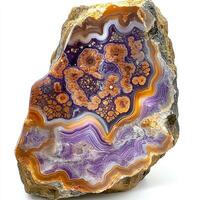 Intricate banded agate slab with swirling patterns photo