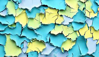 Peeling paint in vibrant colors photo