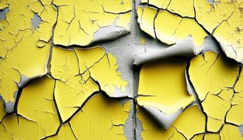 Yellow paint peeling off of a wall photo