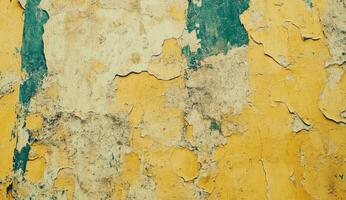 Peeling paint on a weathered wall photo