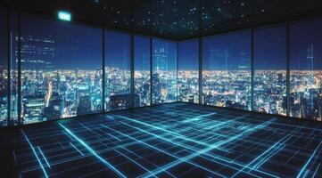 Empty modern office with city view photo