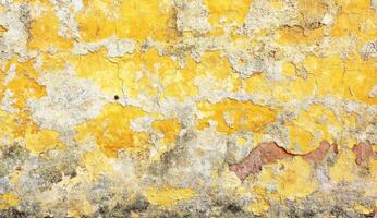 An old yellow wall with peeling paint photo