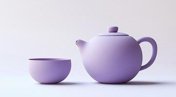 Lilac tea set on a white surface photo