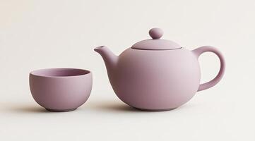 Muted mauve teapot and cup photo