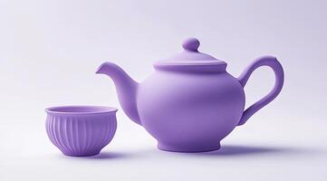 Lilac teapot and cup photo