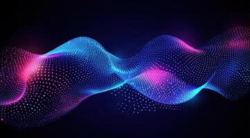 Abstract vibrant wave of glowing particles photo