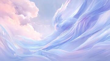 Soft, flowing, ethereal forms against a pastel sky photo