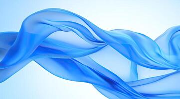 Fluid, flowing, translucent blue fabric photo