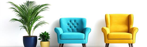 Vibrant Seating Arrangement with Houseplants photo