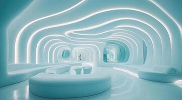 Azure, flowing, futuristic lounge photo