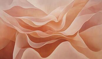Flowing, ethereal fabric textures in soft peach and beige hues photo