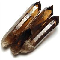 Three smoky quartz crystals photo