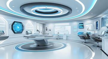 Futuristic medical lab with state-of-the-art technology. Clean, modern, and innovative photo