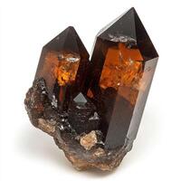 Twin quartz crystals, amber colored photo