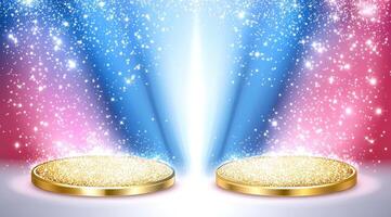 Golden podiums under spotlight photo