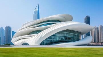 Modern theatre building with flowing lines photo