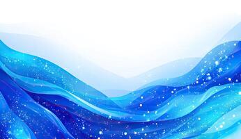 Abstract flowing blue waves with sparkles photo