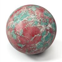 Ornate sphere of red and teal marble photo