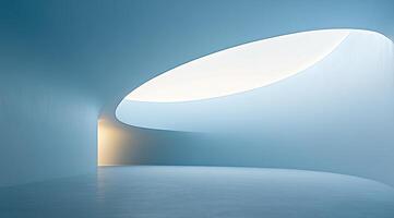 Modern, minimalist, airy space. Soft light streams through a sculpted, light-filled opening photo