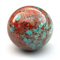 Ornate sphere of vibrant turquoise and terracotta photo
