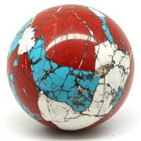 Red, turquoise, and white sphere photo