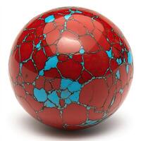 Red and turquoise sphere, intricate patterns photo