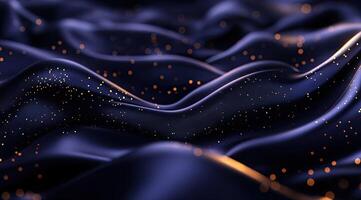 Dark blue fabric with golden particles photo