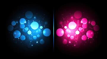 Dual-toned glowing circles on black background photo