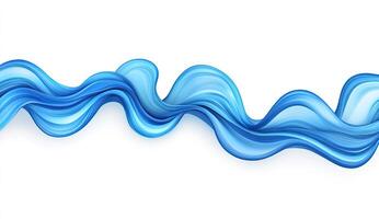 Fluid, flowing, abstract design. A dynamic ribbon of blue, textured, and smooth, against a white backdrop photo