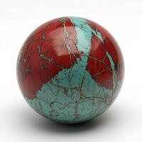 Red and teal sphere, with intricate patterns photo