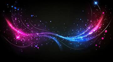 Abstract dynamic energy design with vibrant glowing lines and shimmering particles photo