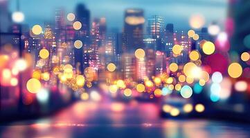 Night city lights blur photo