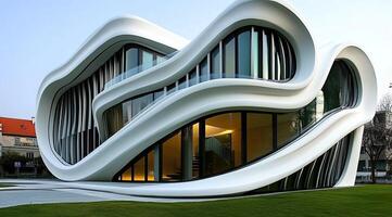 Curvilinear, modern building with flowing forms photo