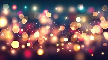 Festive bokeh lights in warm colors photo
