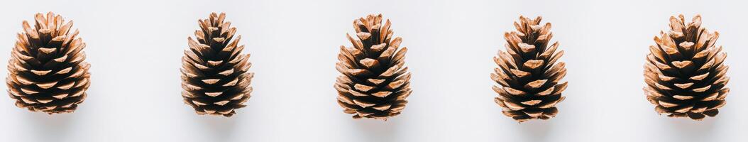 Four Pine Cones Against White Background photo