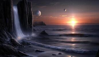Cosmic Coastal Sunset photo