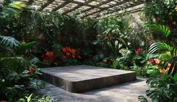 Lush tropical garden platform photo