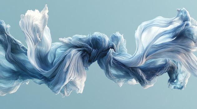 Flowing fabric in soft pastel hues. Delicate, ethereal textures of billowing, light-weight fabric against a muted backdrop photo