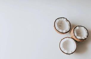 Fresh coconuts on a white background photo