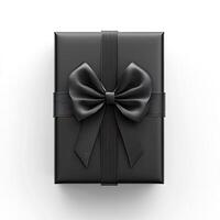 Dark gift box with a satin ribbon bow photo
