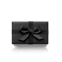 Black gift box with ribbon bow photo